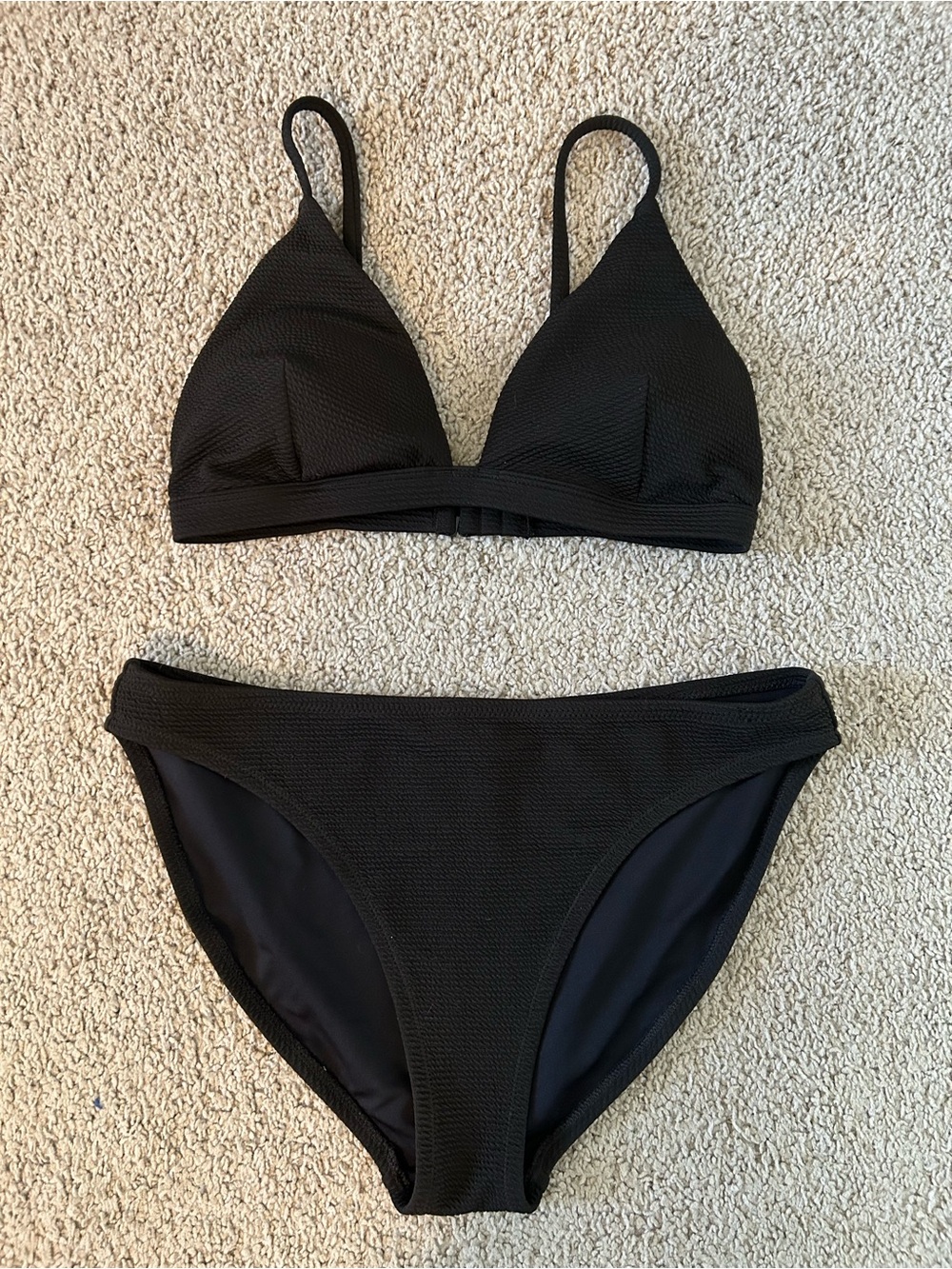 Old Navy Black Textured Triangle Bikini Set